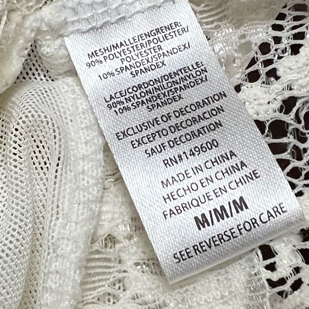 Flora by Flora Nikrooz Cap Sleeve V neck bodysuit ivory Lace medium NWT - Picture 8 of 10